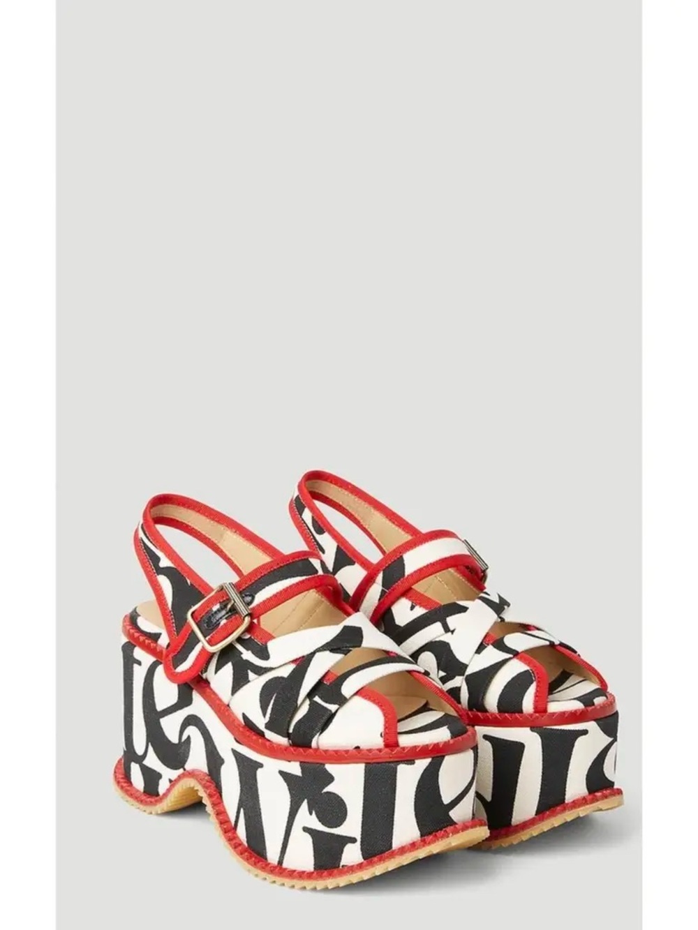 Vivienne Westwood Black and White Graphic Logo Platform Sandals